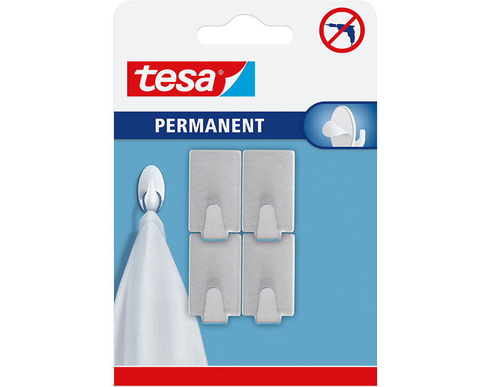 GANCHOS PERMANENTES TESA RECTANGULAR S METAL PACK 4 UNIDADES
