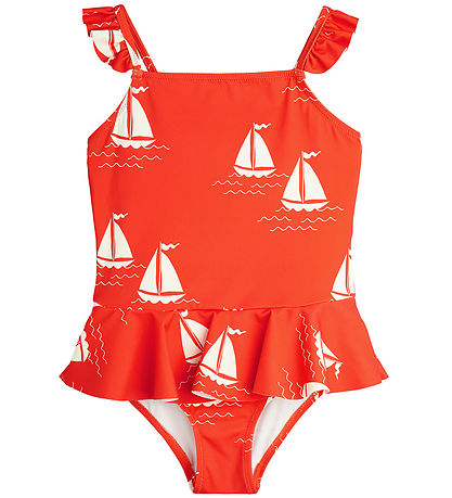 Mini Rodini Badeanzug - UV50+ - Segeln Boats - Rot