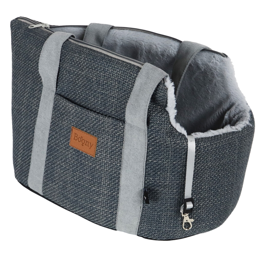 Boony Hondentas Linnenlook + Draagband Grijs 46 cm