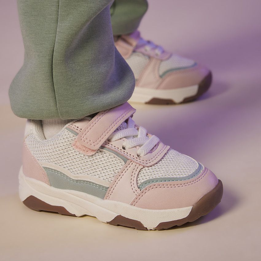 Baskets de sport en mesh avec empiècements pour bébé fille - Blanc