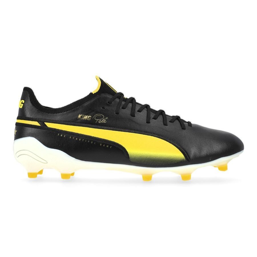 PUMA King Ultimate Pele FG/AG Legends - Noir/Blanc/Jaune/Doré ÉDITION LIMITÉE