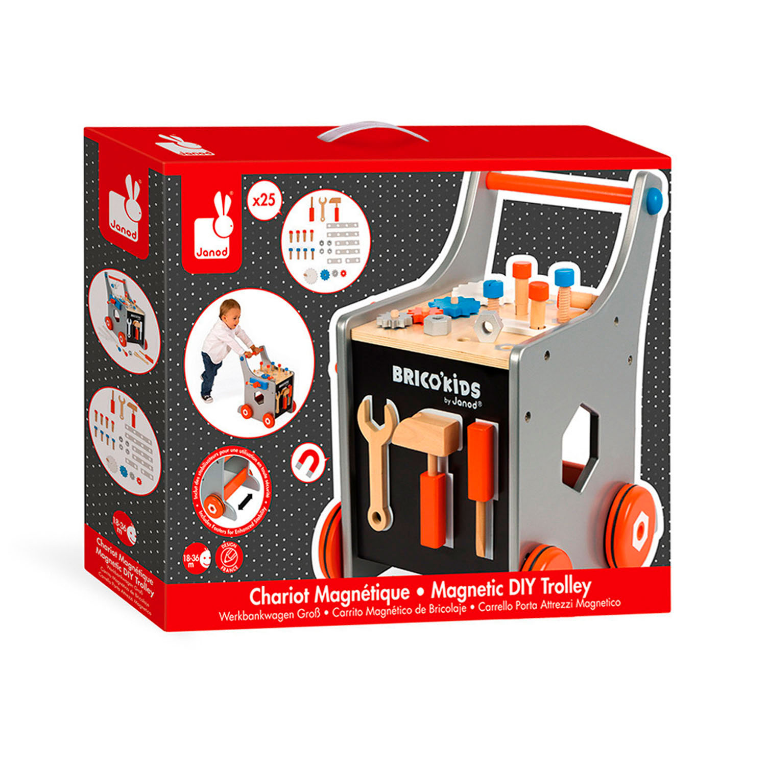 Janod Brico'kids - Magnetische DIY Trolley