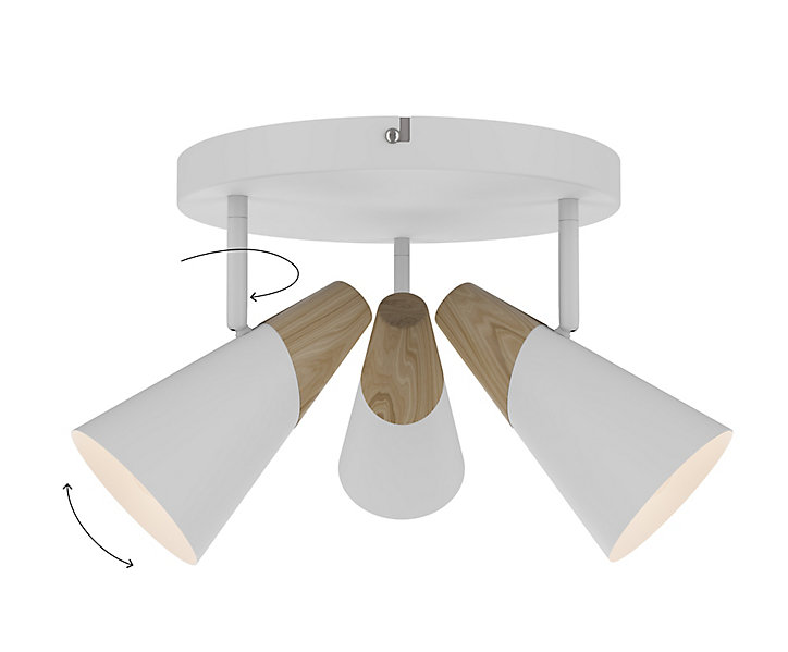 Plafonnier spot 3 lumières E14 5W GoodHome Arraqis blanc mat H.21 x Ø25 cm