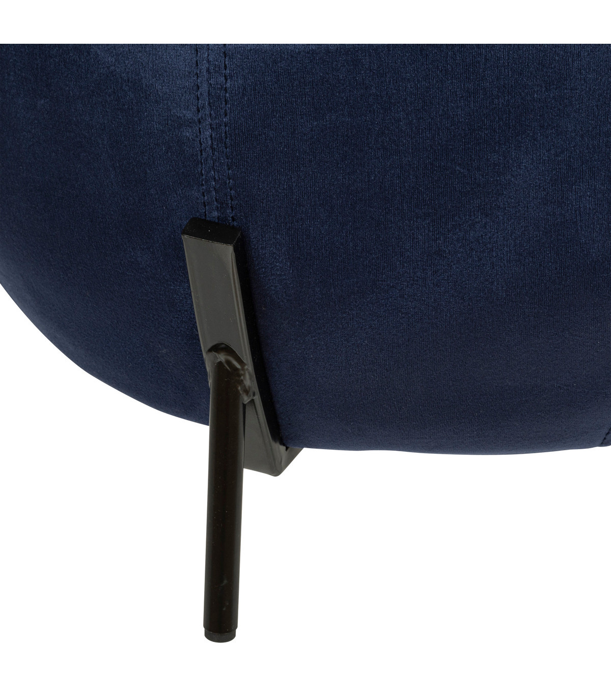 Pouf en velours bleu et pieds en métal d 44 x h 35 cm