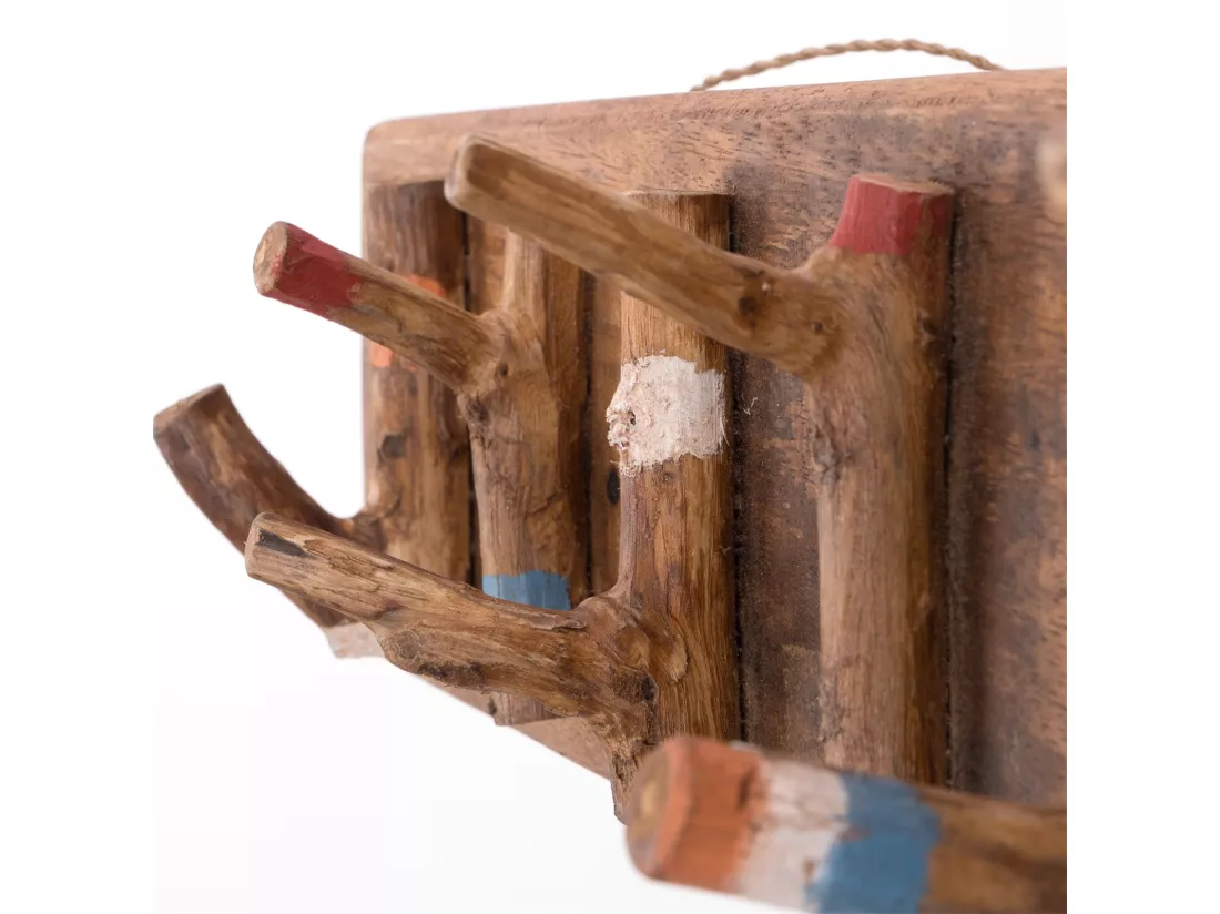 PORTE-MANTEAU MURAL SAMOA Bois de recyclage en acajou coloré