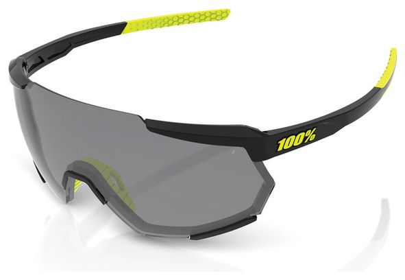 Lunettes 100% Racetrap Gloss Black Smoke Lens / Noir / Jaune