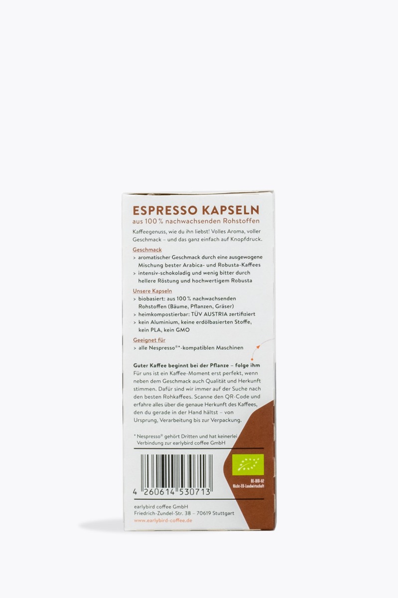 earlybird coffee Espresso Bio 10 Kapseln Nespresso® kompatibel