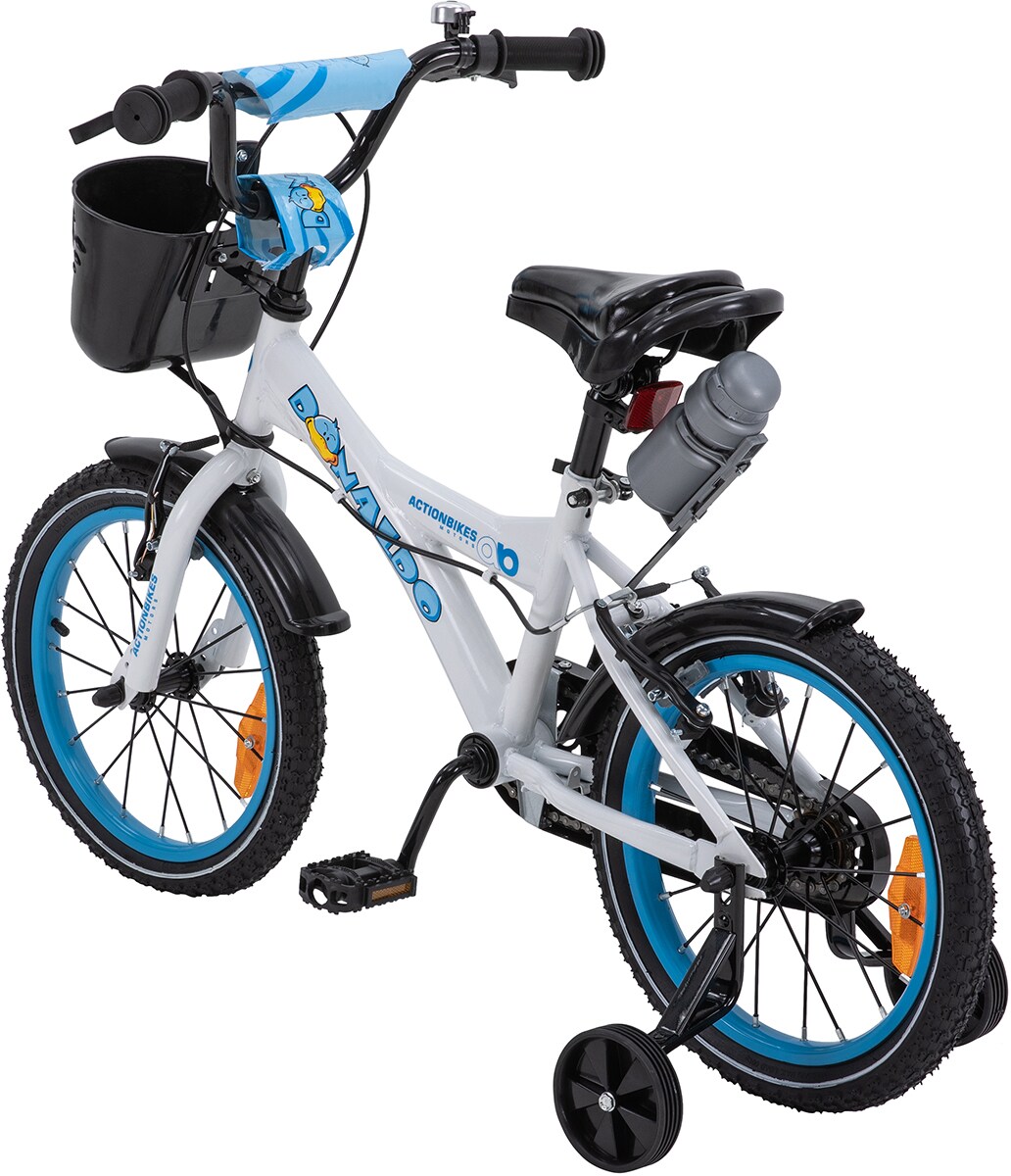 Actionbikes Kinderfahrrad Donaldo 16 Zoll, V-Brake-Bremsen, höhenverstellbar, Stützräder, Korb