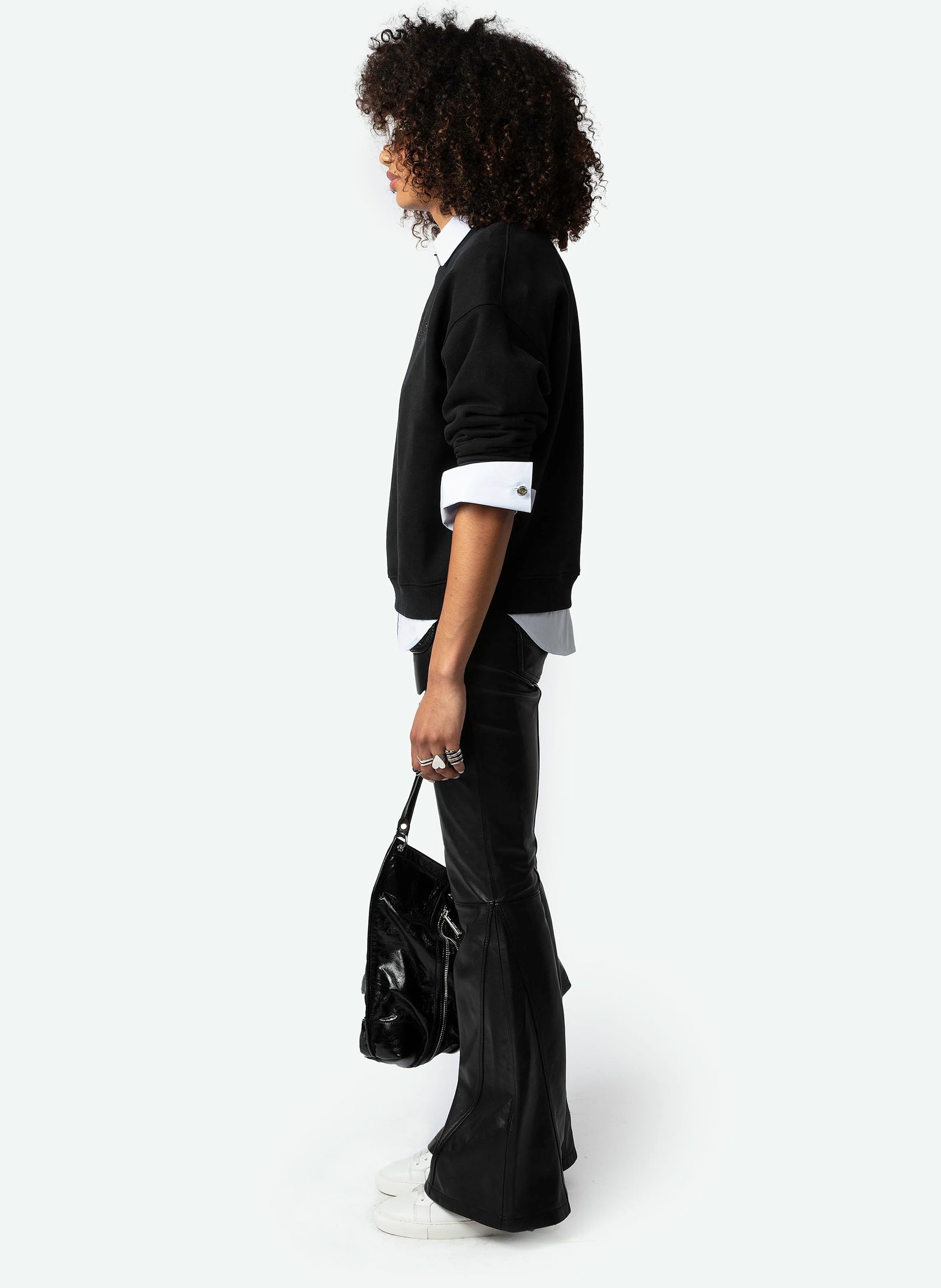 OSCAR - Sweat oversize imprimé en coton bio mélangé | Noir