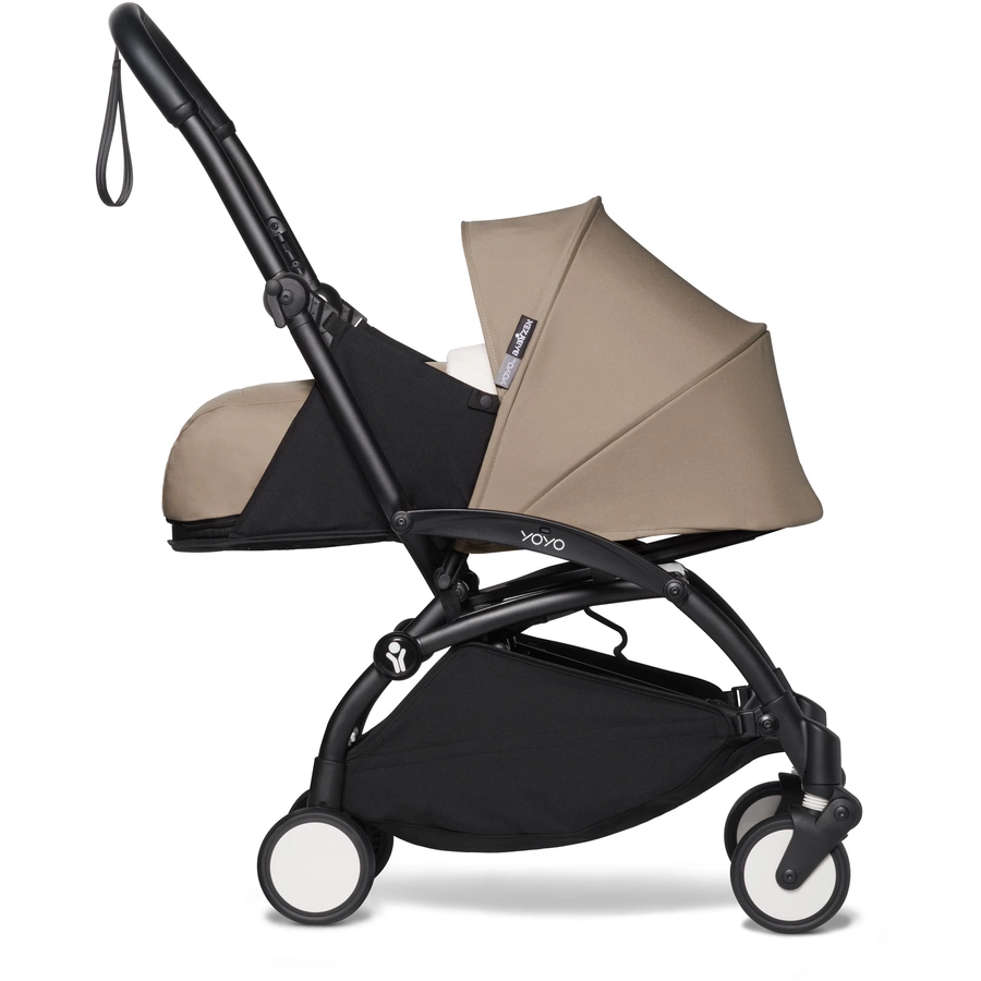 BABYZEN Kinderwagen YOYO2 0+ Black mit Neugeborenenaufsatz Taupe