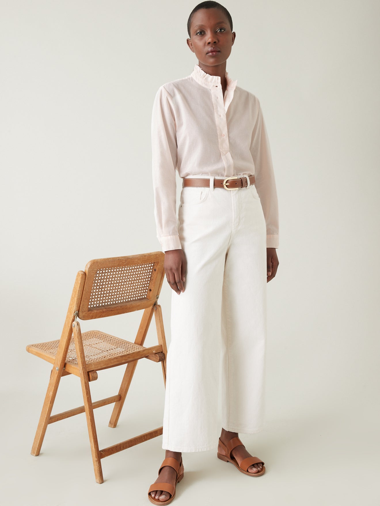 Blouse col froufrou femme