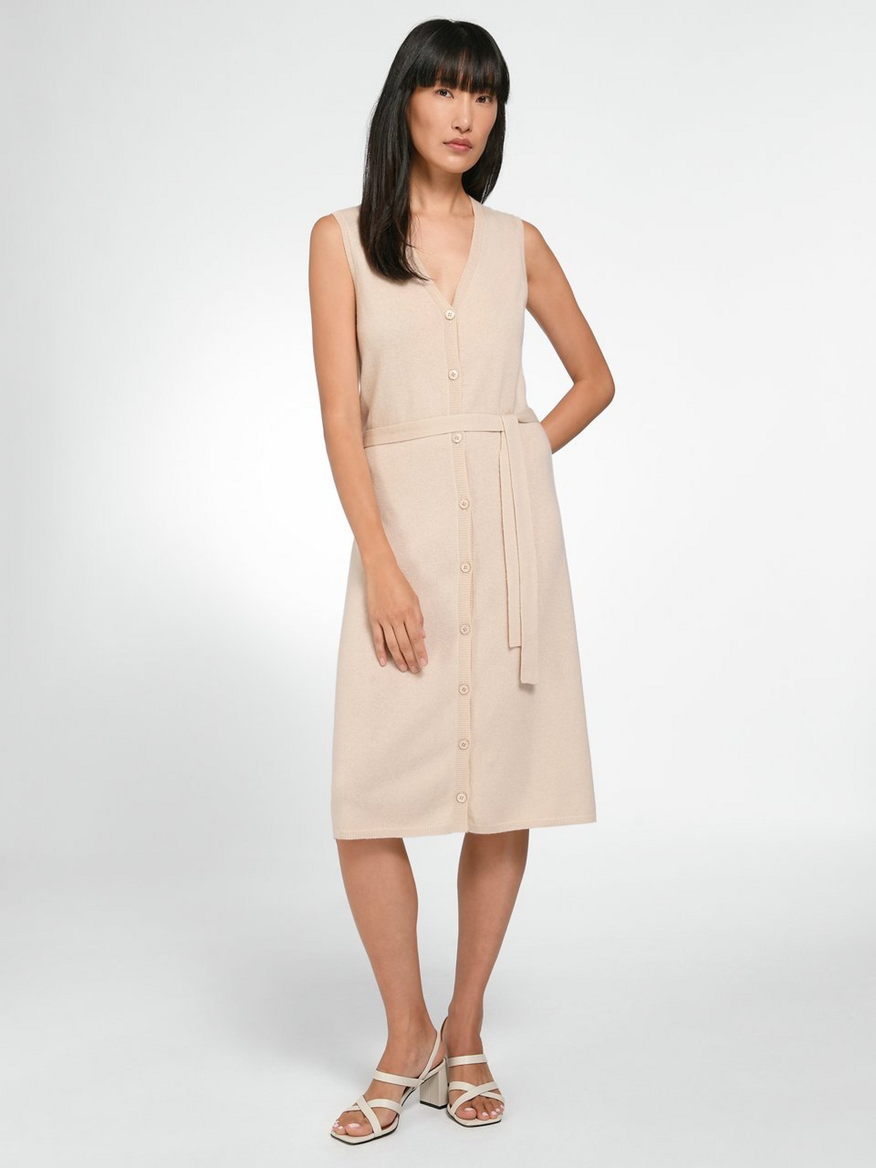 Ärmelloses Strickkleid aus Schurwolle und Kaschmir