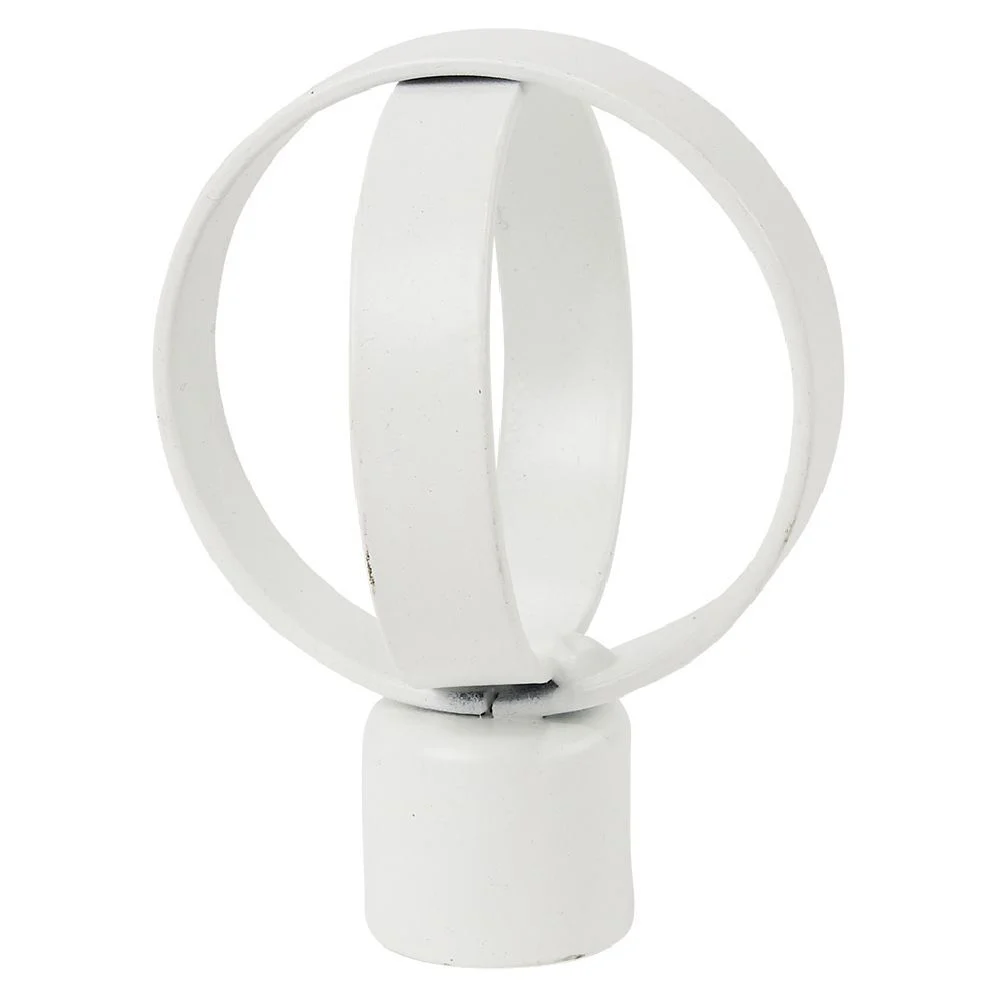 Embout tringle à rideau Ø20mm métal forme anneau blanc mat x2