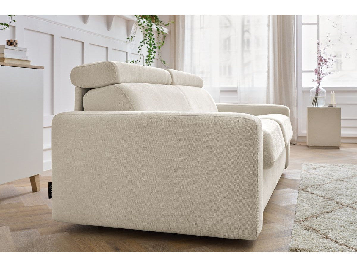 Bobochic Canapé droit convertible monaco ouverture express tissu lisse beige - 195x99 cm