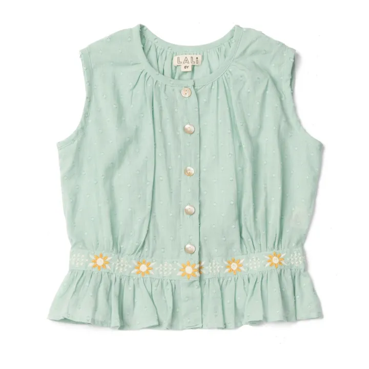 Lali Top Sans Manches Corset Brodé | Vert Menthe