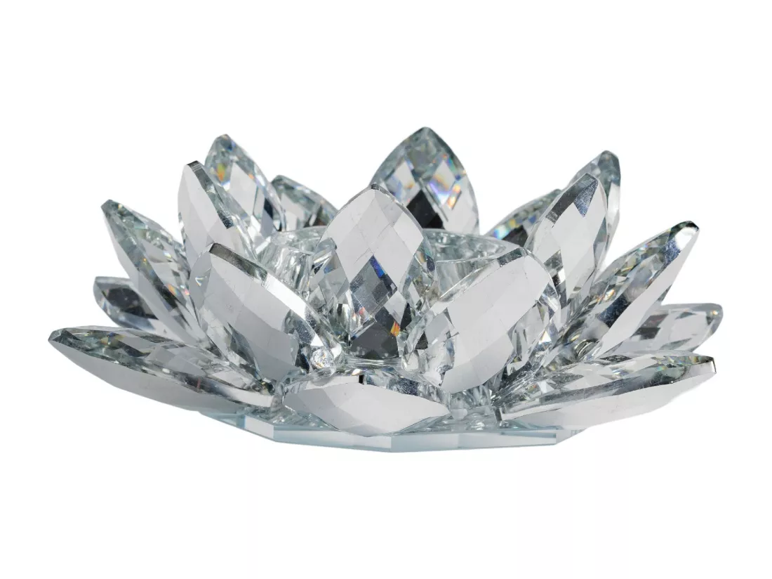 Bougeoir Cristal Shine Argent Moyen 5.5 x 14