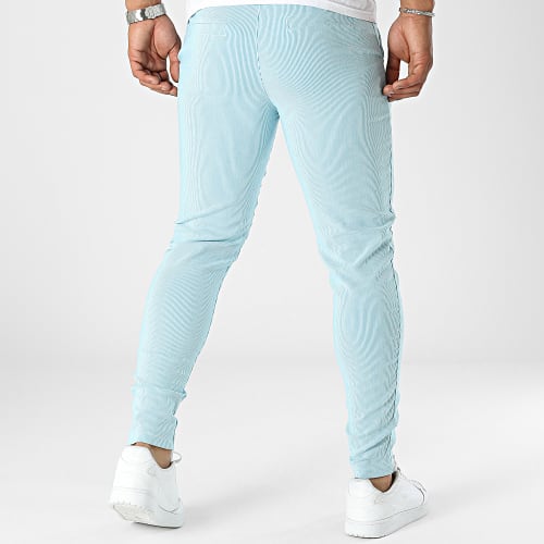 Pantalon Chino A Rayures Bleu Clair