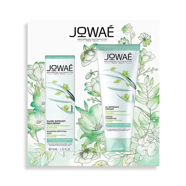 Jowaé Coffret Purifiant - Fluide Matifiant Equilibrant 40ml + Gel Nettoyant Purifiant 200ml