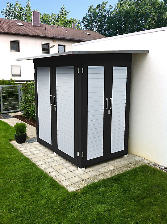 Abri de jardin + plancher Weka Garten kompakt T1 en bois coloris anthracite/blanc ép.19 mm surface extérieure 3,47 m²