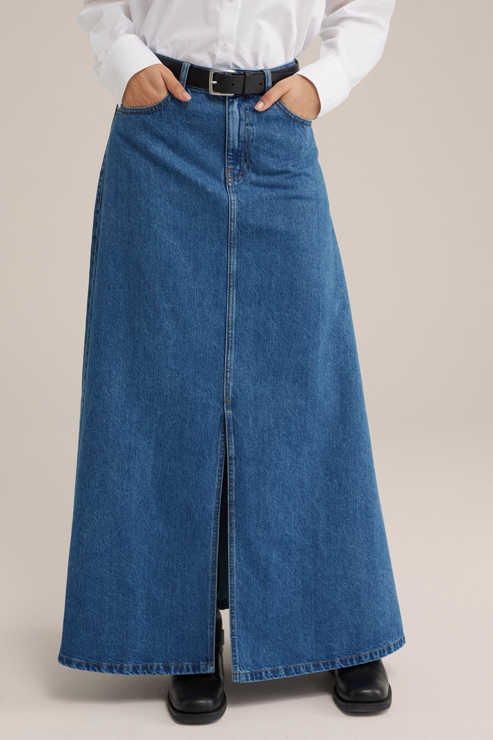 denim maxi-rok WE Fashion Blauw