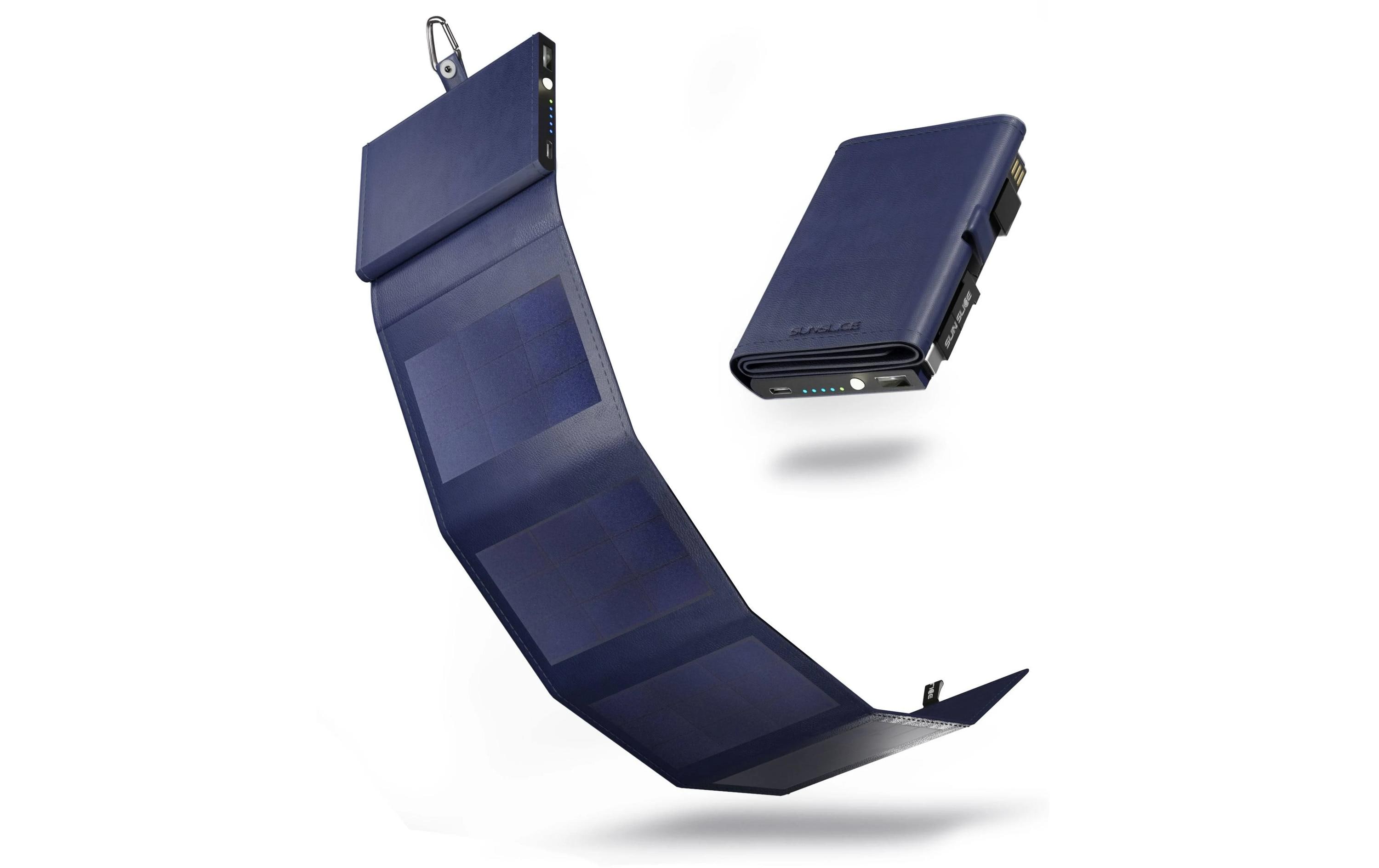 Powerbank Photon 4W Sol – Blau, 4000 mAh<br>Kleines, tragbares Solar-Ladegerät mit 4000 mAh Akku