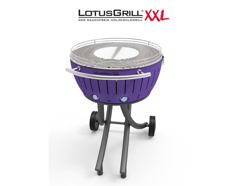 LotusGrill Holzkohlegrill XXL Pflaumenlila Rauchfreier Holzkohle-Grill für Garten und Balkon