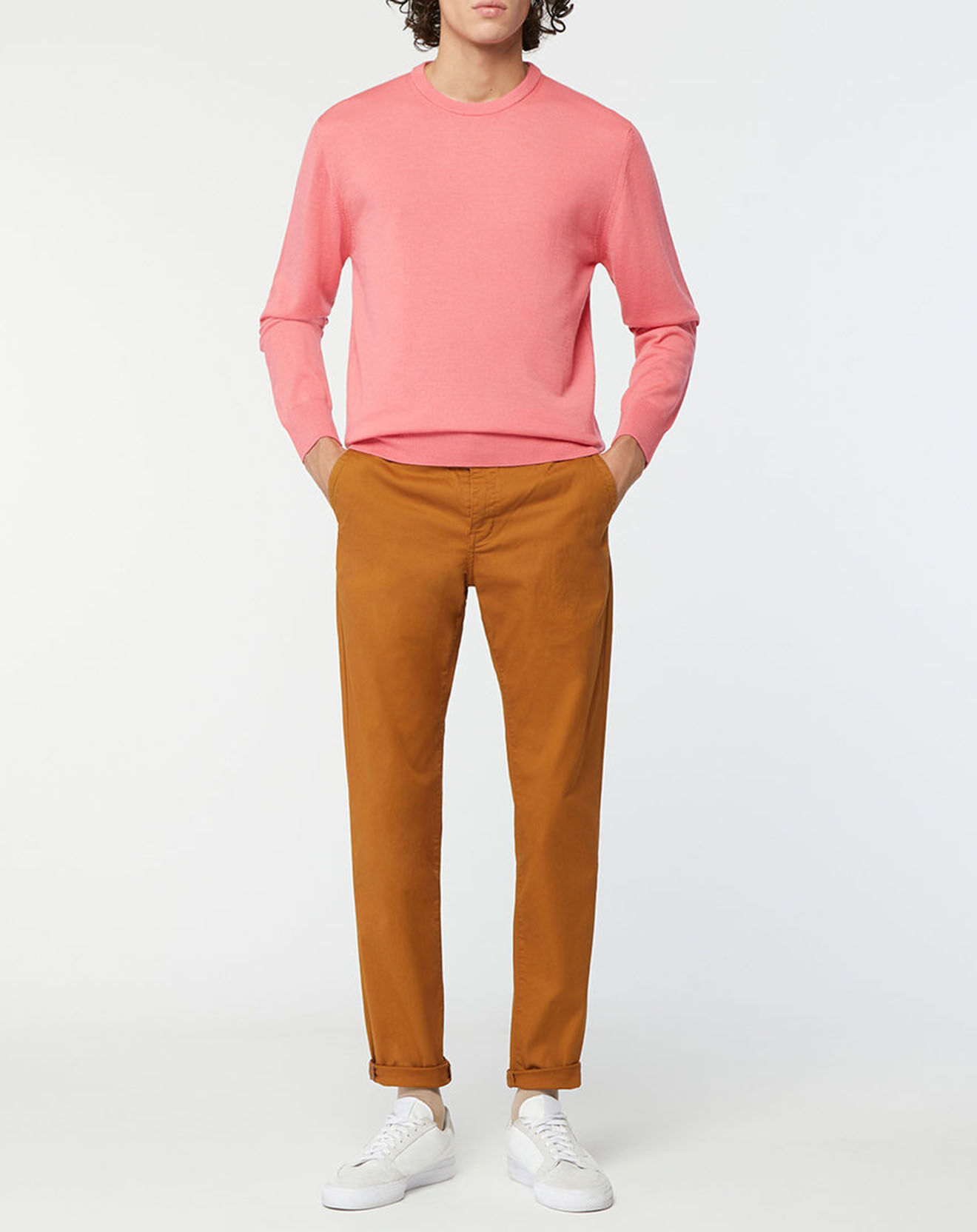 Scotch & Soda Pull 100% Laine col rond rose foncé