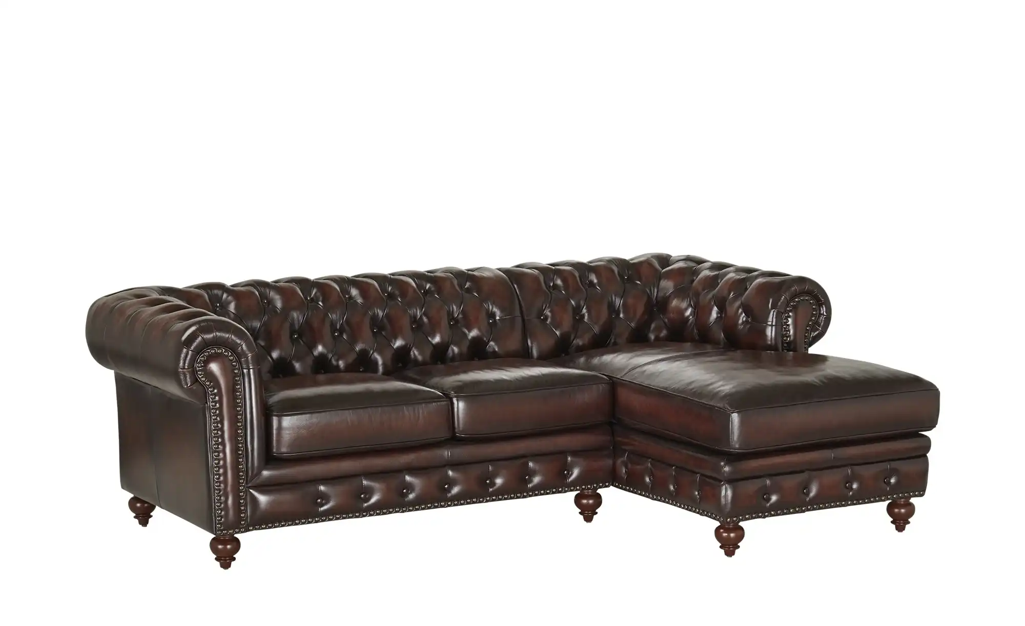 uno Ecksofa Bezug aus Echtleder Chesterfield