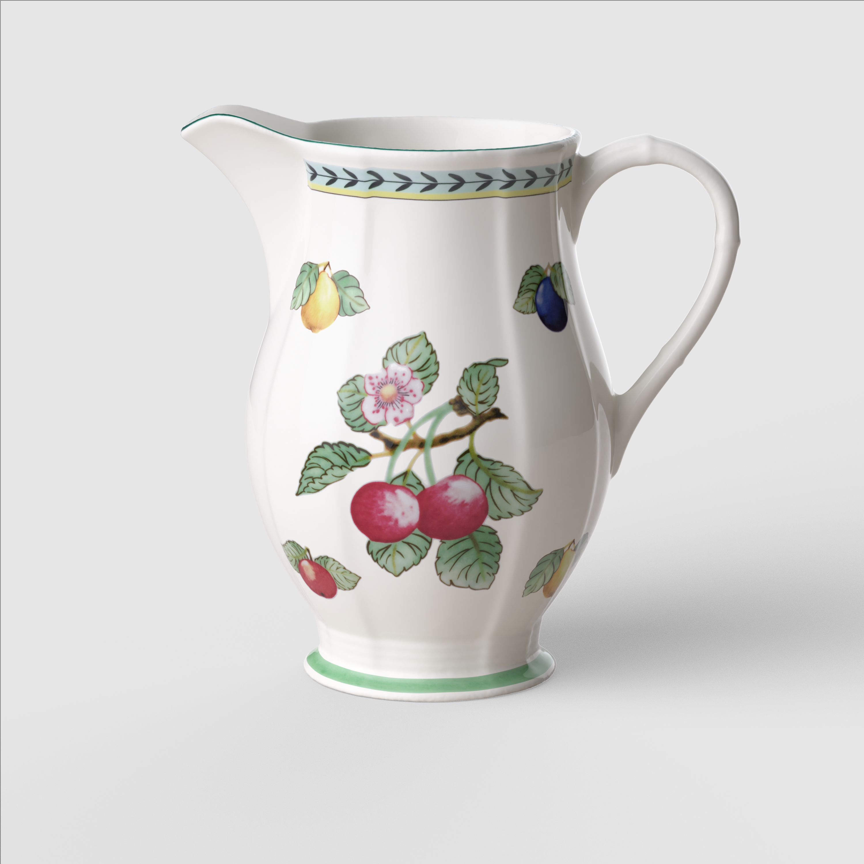 French Garden Pitcher Multi-colored, 64.3 oz, Premium Porcelain