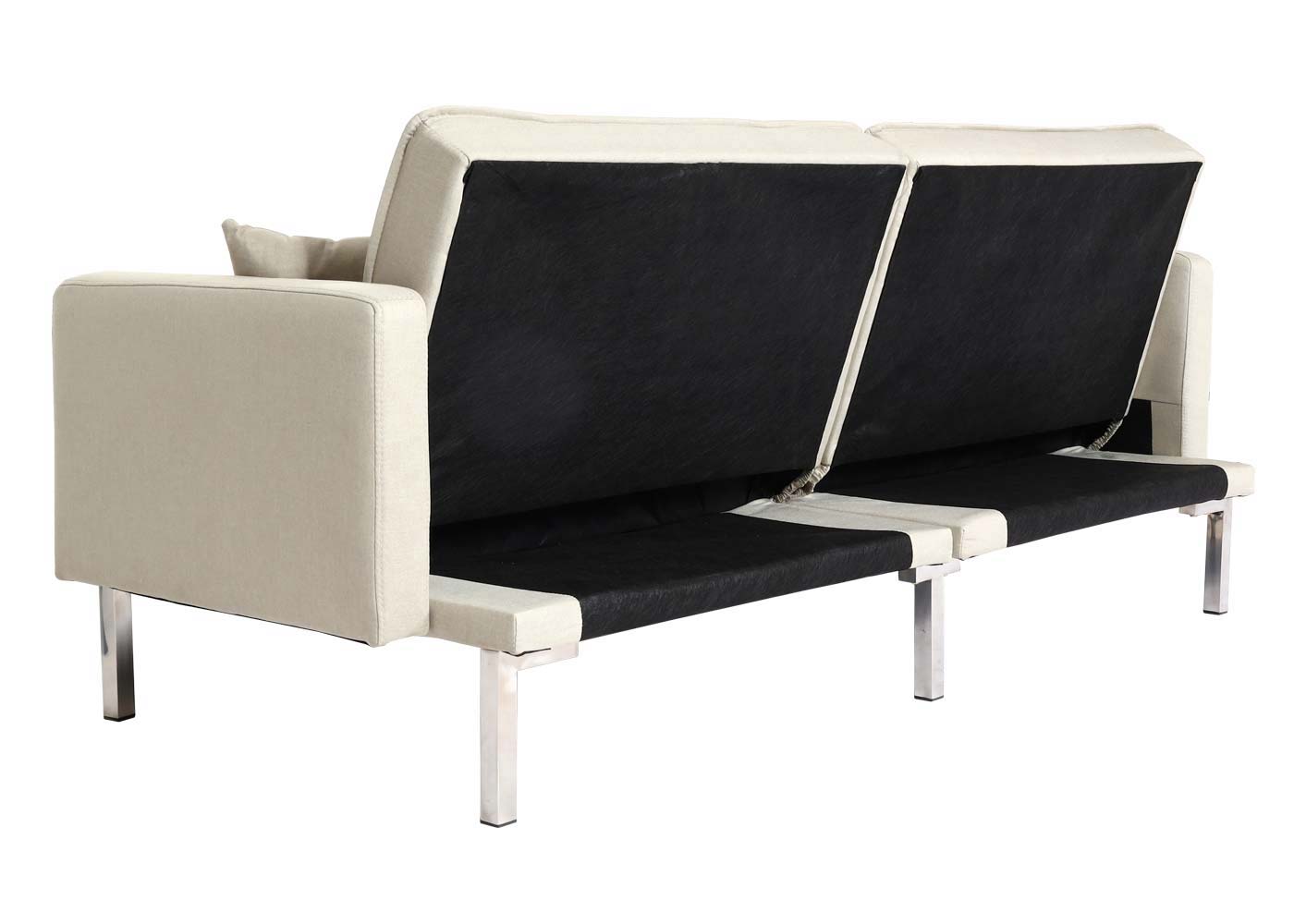 Schlafsofa MCW-K65, Schlafcouch Bettsofa Gästebett, Schlaffunktion Liegefläche 170x104 cm ~ Stoff/Textil creme-beige