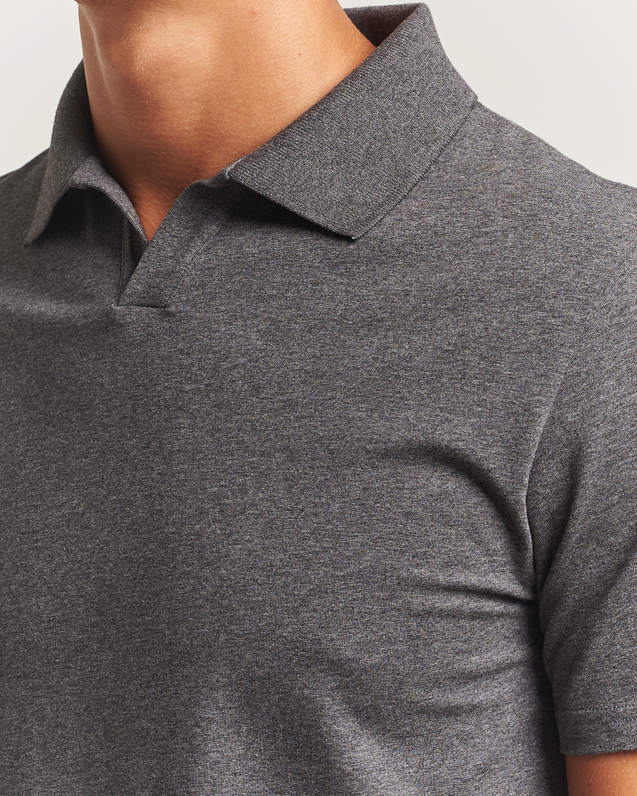 Filippa K Soft Lycra Polo T-Shirt Anthracite Melange