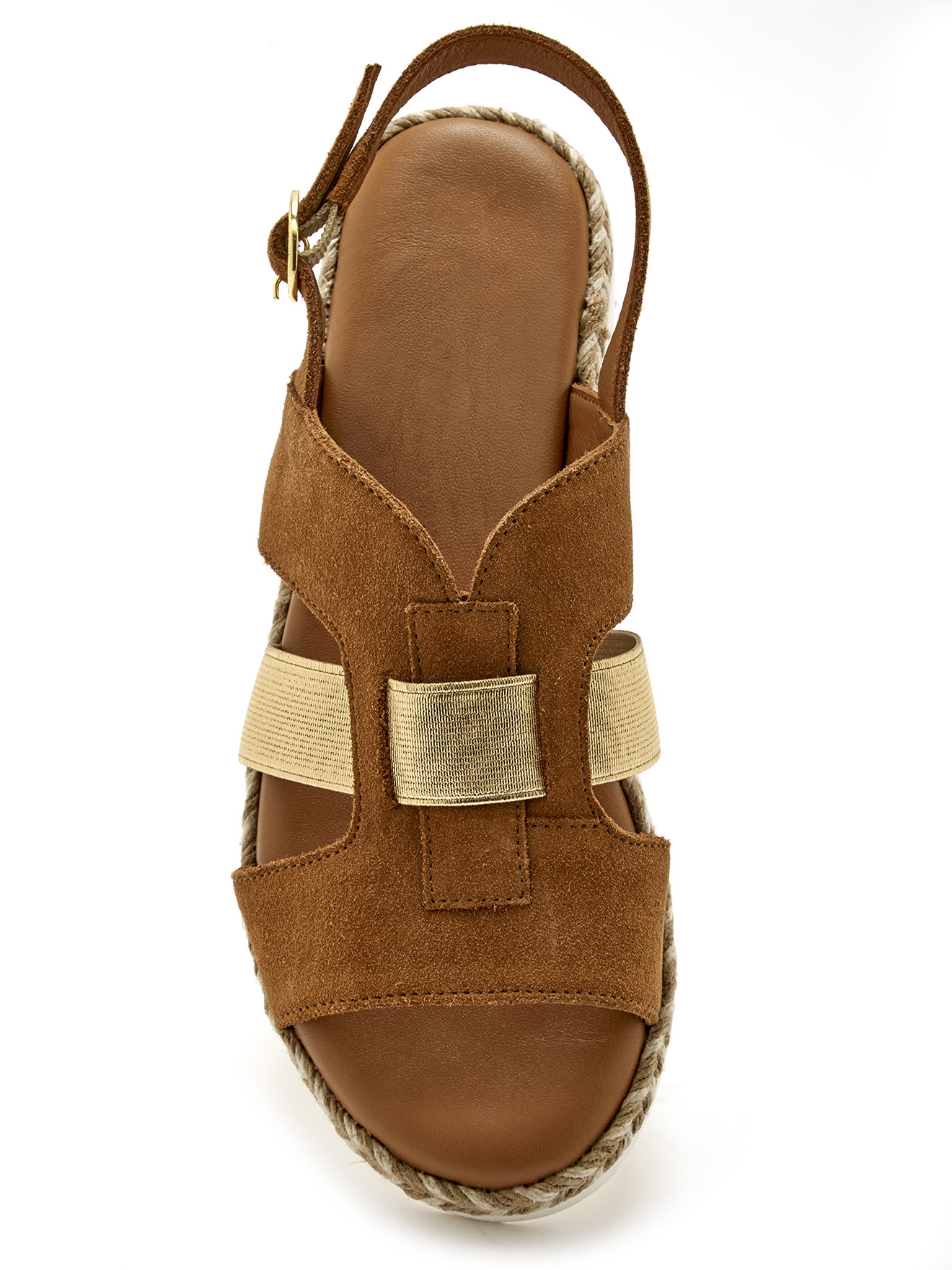 Sandales compensées cuir velours
