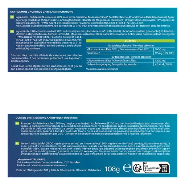 Cartilamine Chondro - Suprimento para 3 meses (180 comprimidos)