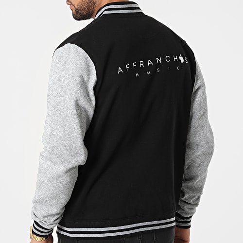 Veste Teddy Silhouette Noir Gris Chiné Blanc