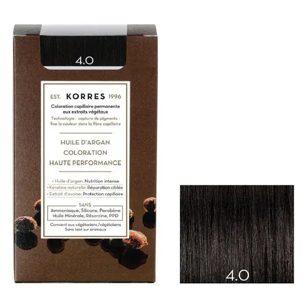 Coloração permanente Korres Castanho Natural 4.0