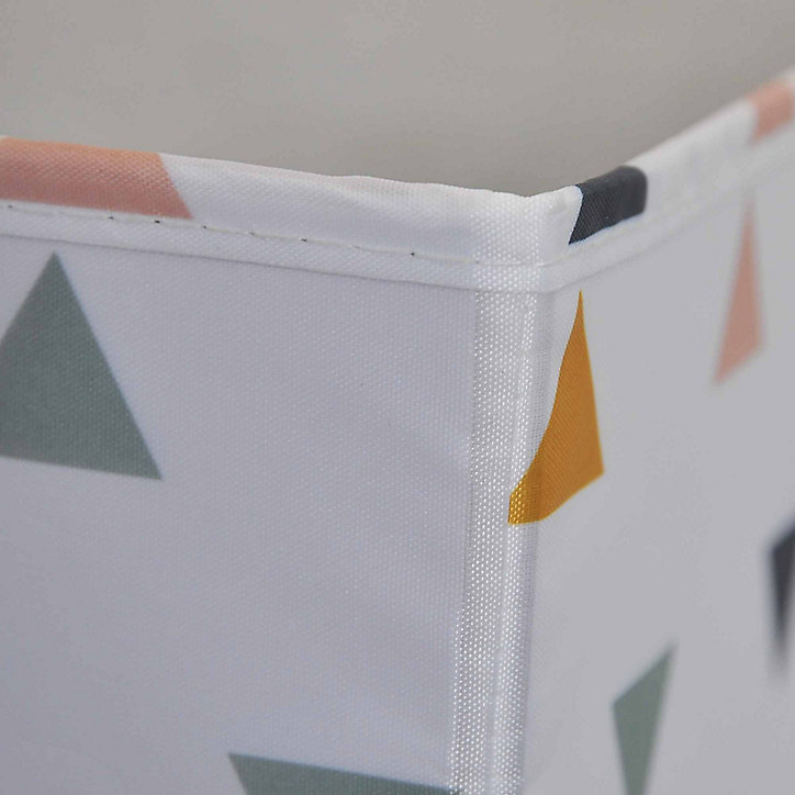 Boîte de rangement carrée en textile Mixxit motif triangles