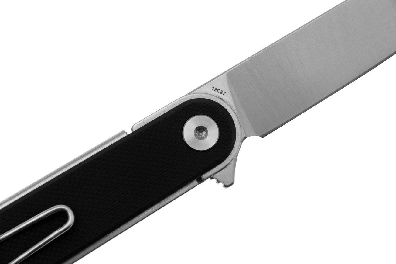 Real Steel Iris Flipper 8061AB Satin 12C27, Black G10, zakmes