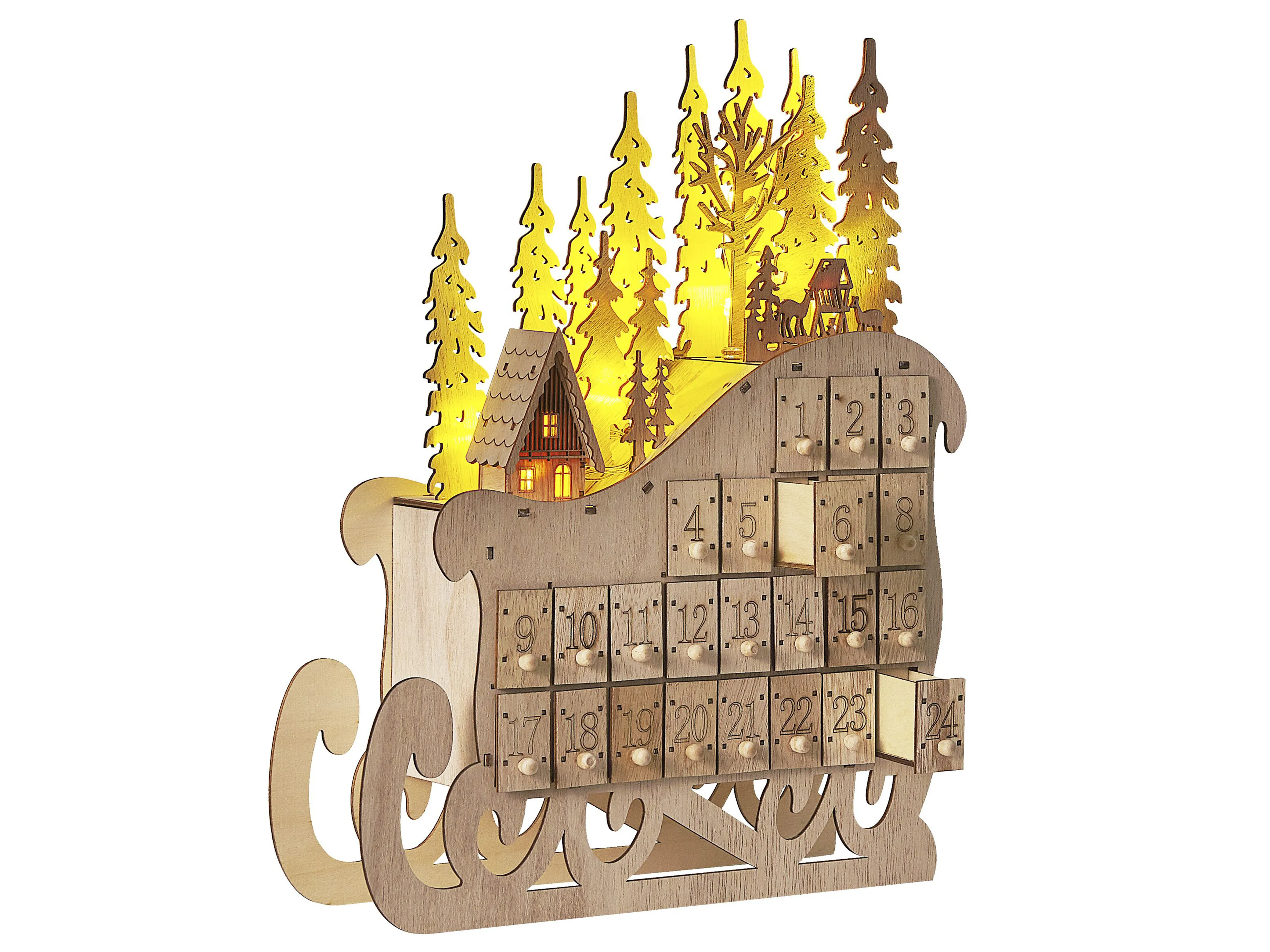 Kerstdecoratie LED IMPALA Adventskalender 40 cm Lichtbruin