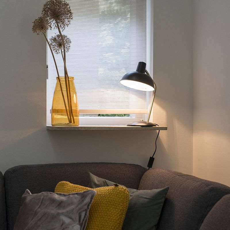 Retro tafellamp zwart met brons - Milou