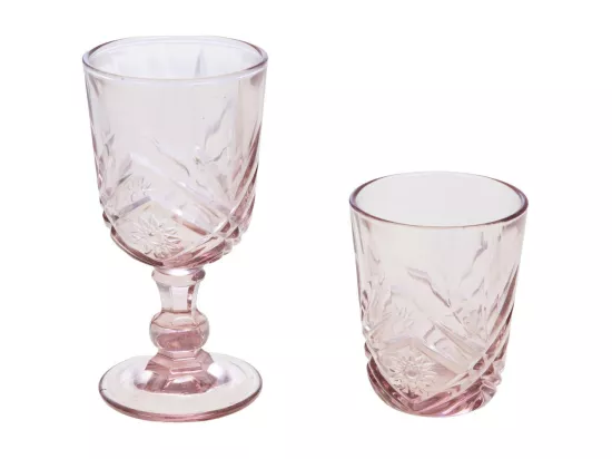 Boîte de 6 verres à pied rose