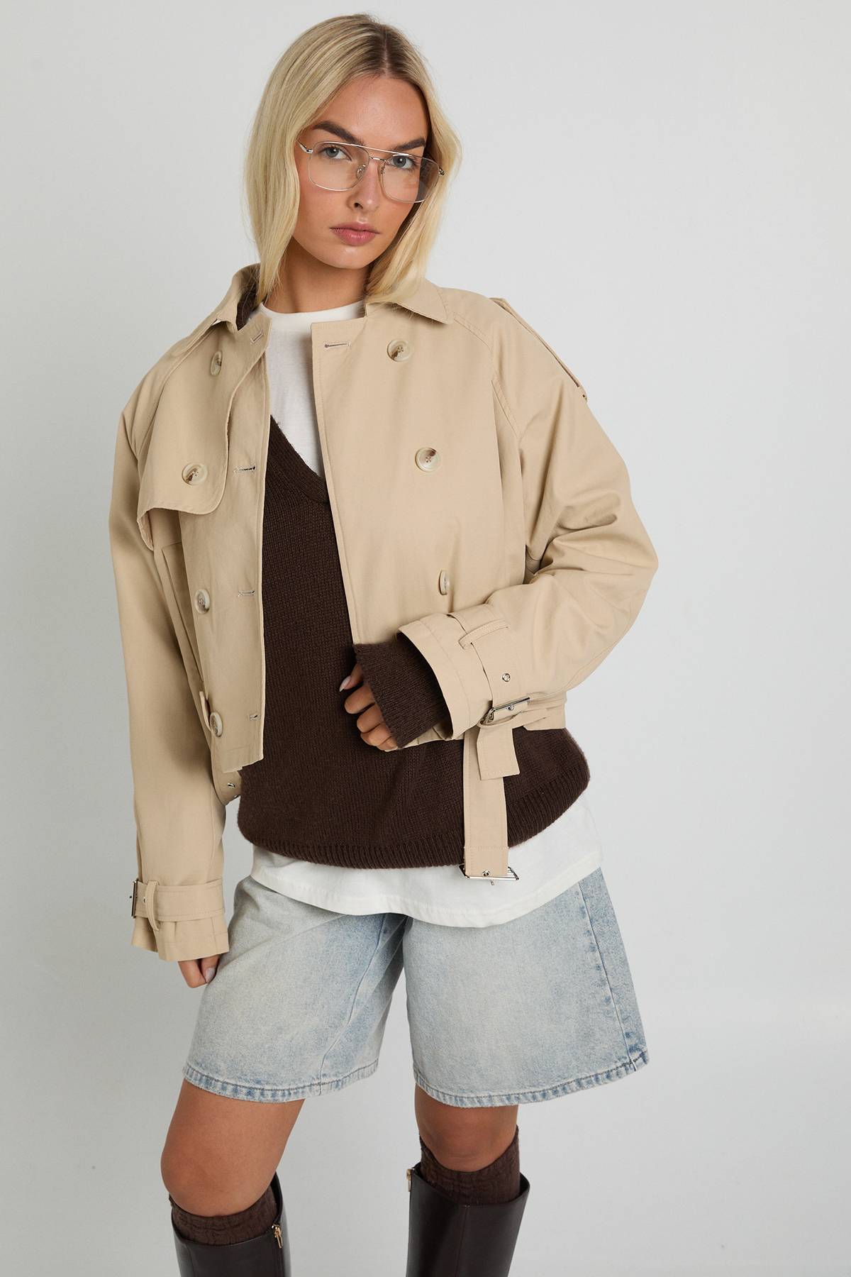 boohoo Trench court ceinturé