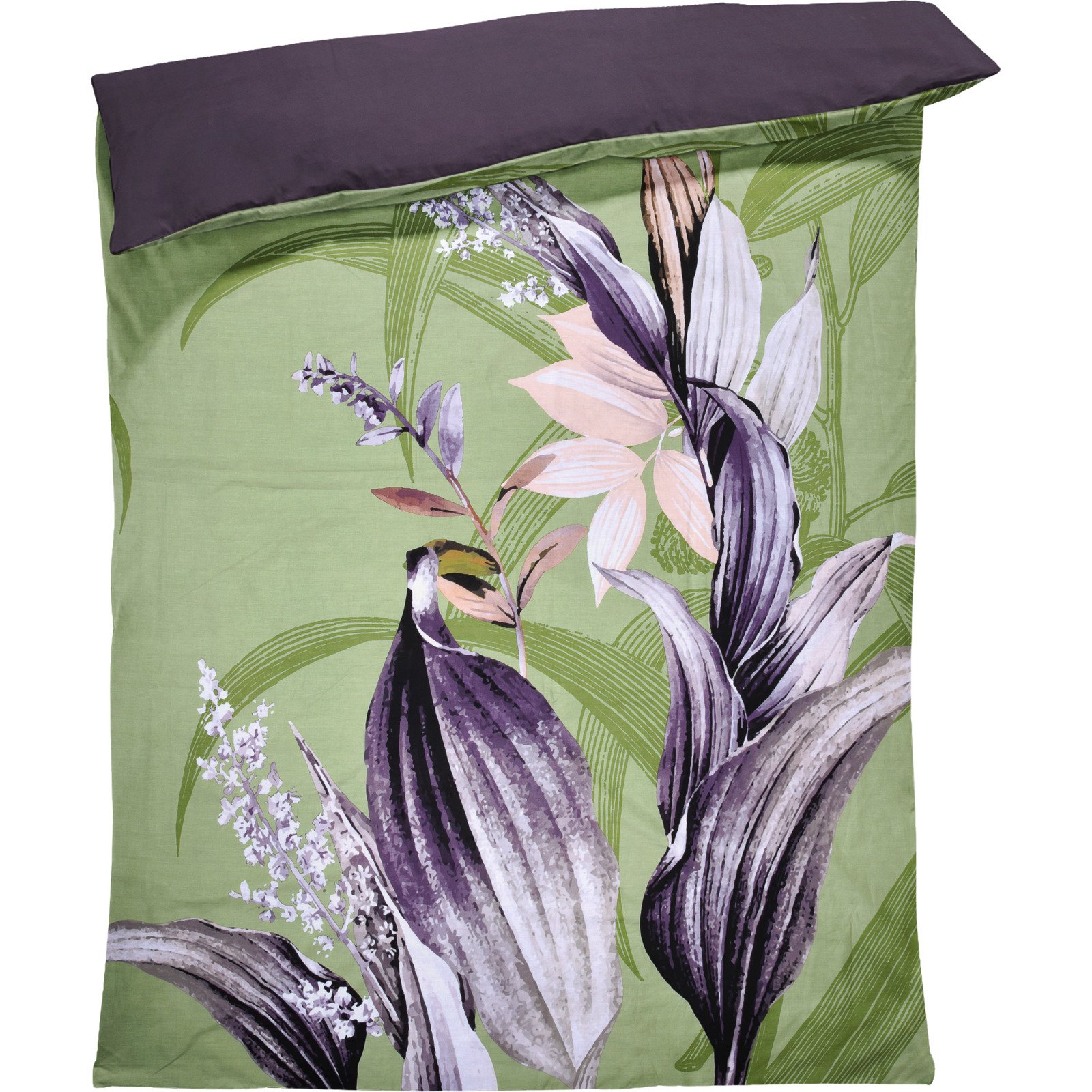 Bettwäsche Renforcé Pflanzendesign grün 160x210 65x100 Bettanzug Nord