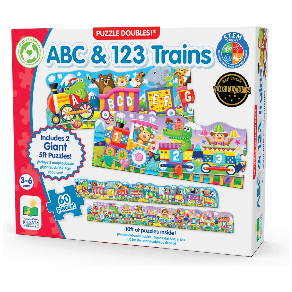 Riesiges ABC- und 123-Zug-Bodenpuzzle-Set, 2 x 30-teilige Puzzles