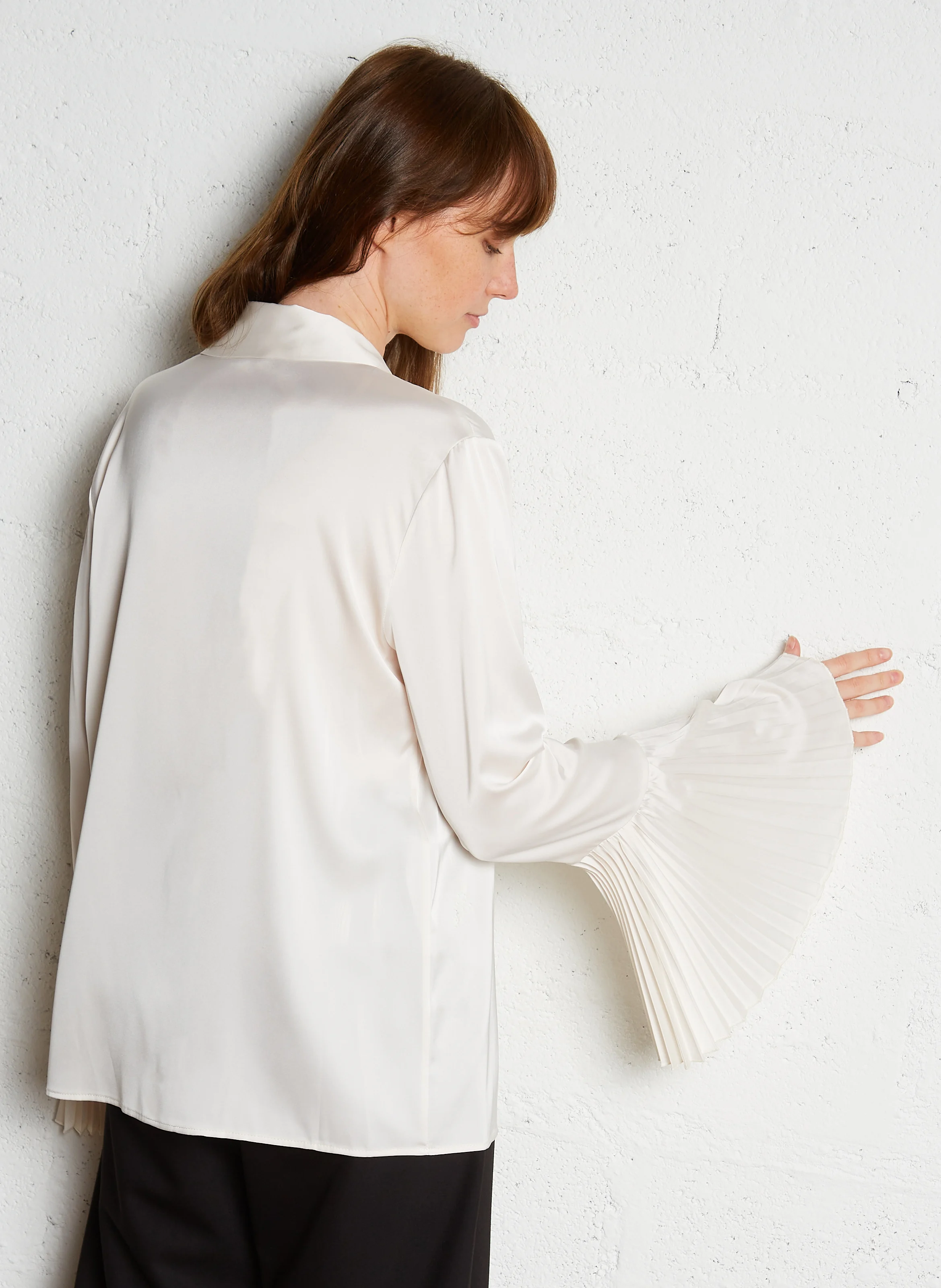Chemise droite à col classique| Beige
