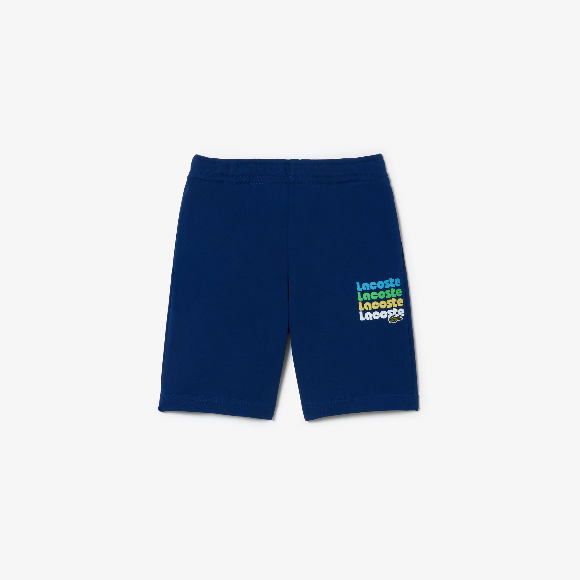 Ungeraute Fleece-Shorts mit LACOSTE Aufdruck Hosen - Blau - Lacoste - Jungen
