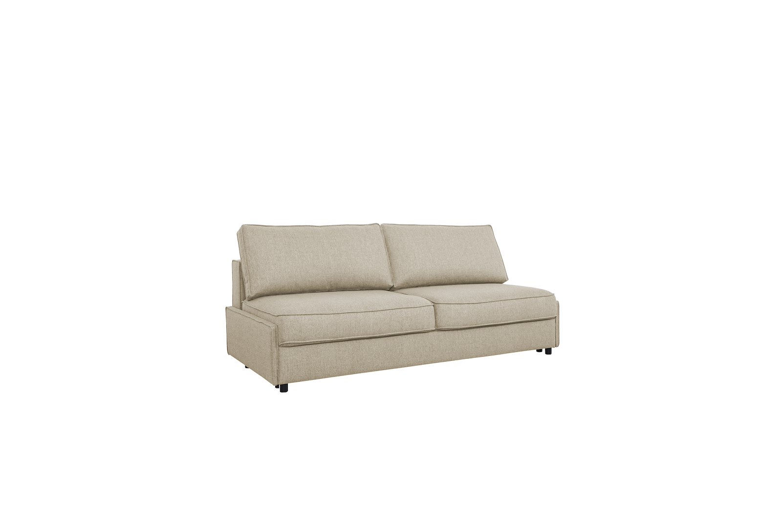 Alex 3-seter sovesofa uten arm Tekstil Niva Beige med ben i sort plast. Liggemål 150x200 cm