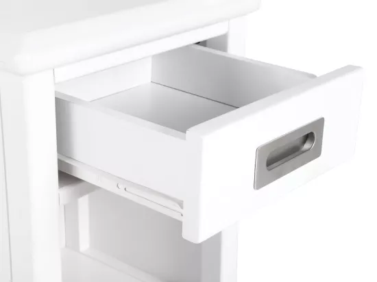 Table de chevet - 1 tiroir et 1 niche - Pin - Blanc - GUERANDE