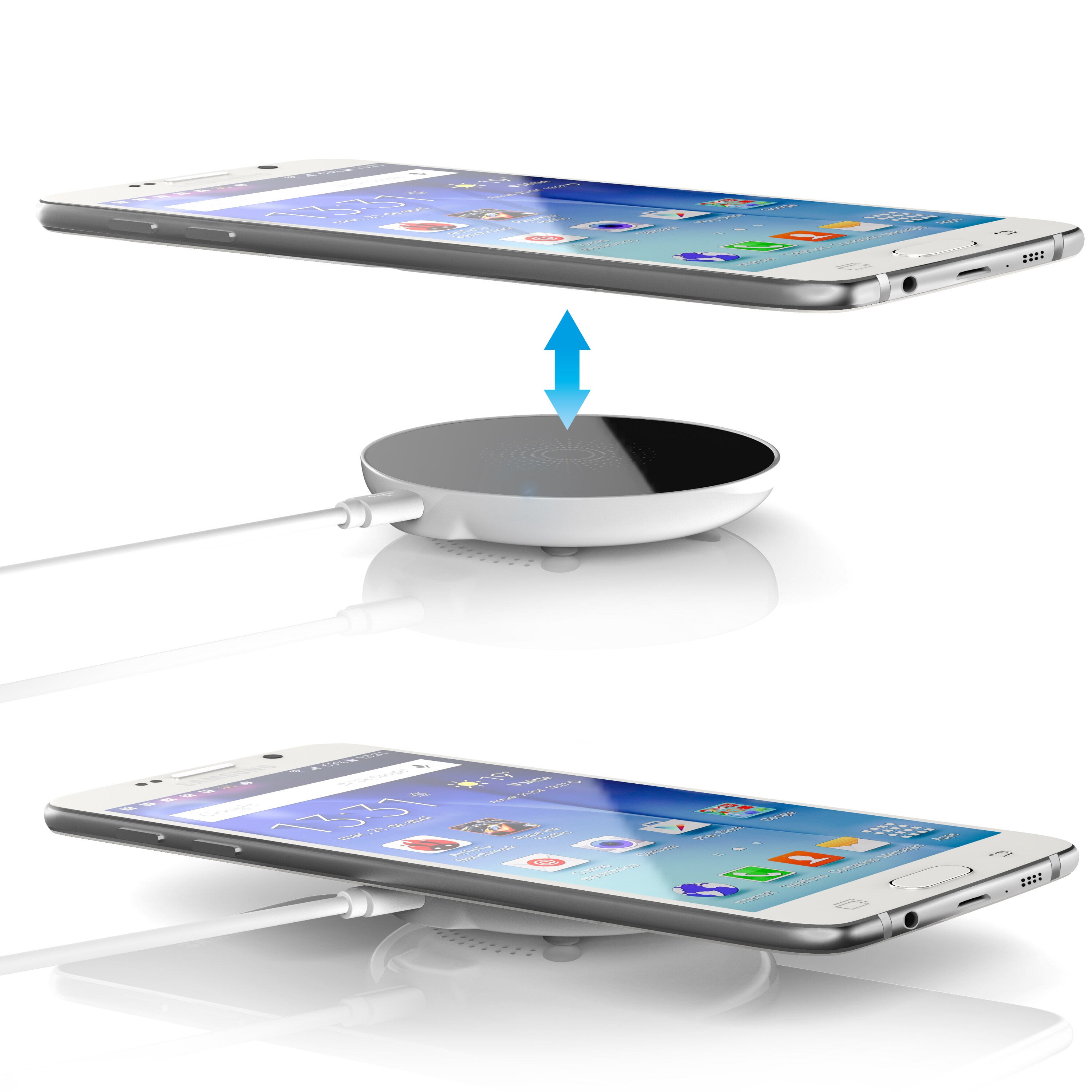 Aplic Induktions-Ladegerät, induktive Ladestation, Qi-Charger, 5V DC, 1,5A-2A, 4mm Ladedistanz