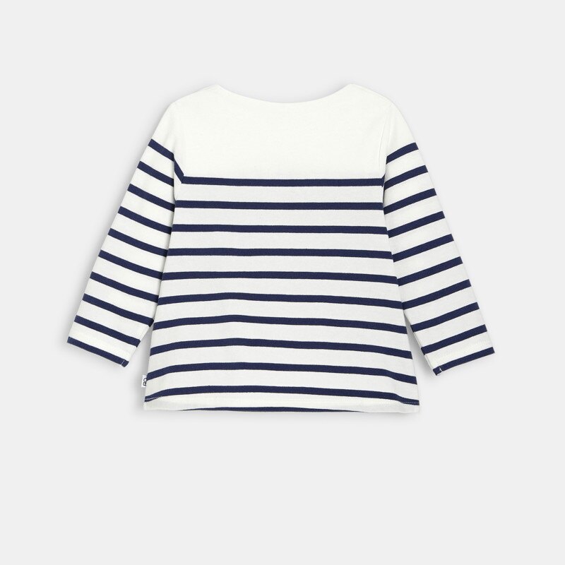 T-shirt marinière rayé coton bio bleu bébé fille Bleu