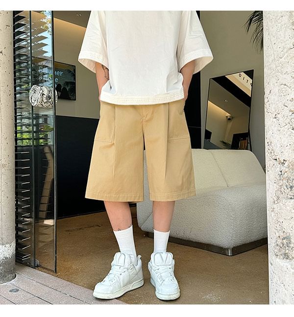 Freehop - Mid Rise Plain Capri Loose Fit Cargobroek